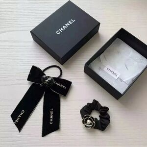 Brand new Chanel  Black Hair scrunchie Accessories Set